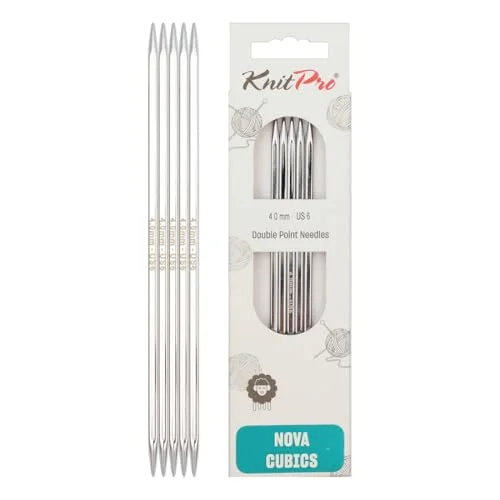 KnitPro KP12109 15 cm x 4 mm Nova Cubics dubbelspetsiga nålar, blank mässing 8904086256400