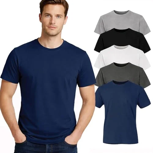 Iron Mountain Herr rund hals ekologisk bomull återvunnen polyester miljövänliga blandade arbetskläder T shirts (5 pack), BLANDAT, XXL 5050217354545