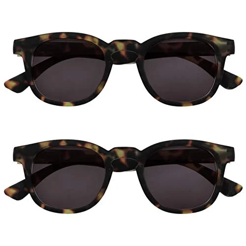 Opulize Bay 2 pack tjocka runda män kvinnor Matt brun grön sköldpaddsskal sol läsare SS97 26 +0,00 Optical Power +3.00 Brown Tortoiseshell 5055955356264
