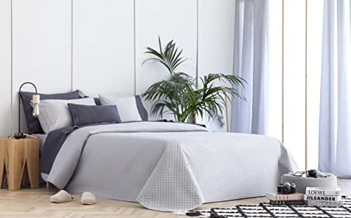 Todocama Tunt bouto överkast med rombdesign för vår, sommar, höst och vinter 100% extra mjuk mikrofiber sängöverkast multifunktionellt säng 105200 x 260 cm ljusgrå 8435439013758