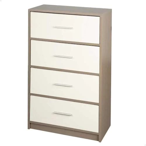 AKTIVE 18413 MAX Home Byrå Sovrum Multifunktionell, Grå och Vit, 4 lådor, 58 x 30 91 cm, Trä, Modern stil, Förvaringssystem, Hemorganisation, Dekoration, Omklädningsrum 8412842184138