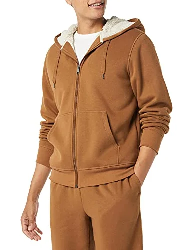Amazon Essentials mäns sherpa-fodrad hel dragkedja fleece sweatshirt, blå toffeeebrun, medium 195111636535