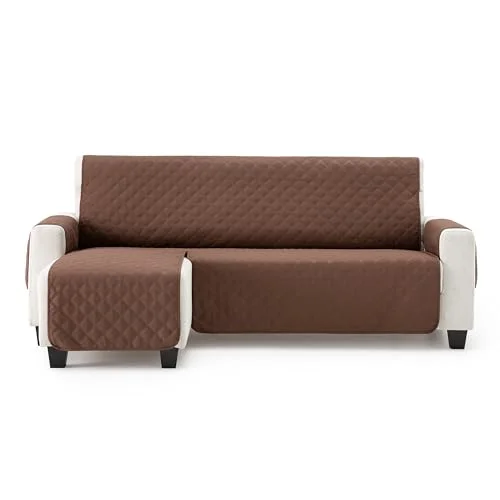 MAXIFUNDAS sofföverdrag för schäslong, vadderat vänster arm 220 cm, extra mjukt brunt med bakre knytband soffa modell MAUI 8445713013053