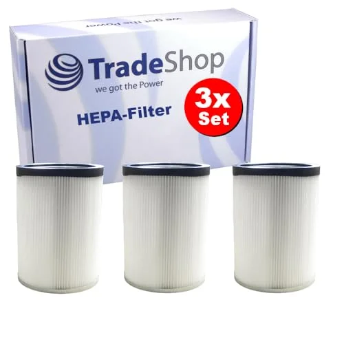3 x Trade Shop HEPA cylinderfilter luftfilter kompatibelt med Kärcher våt och torrdammsugare 6,907 038.0 NT 50/1 70/1 70/2 70/3 Me 90/2 4068177084137