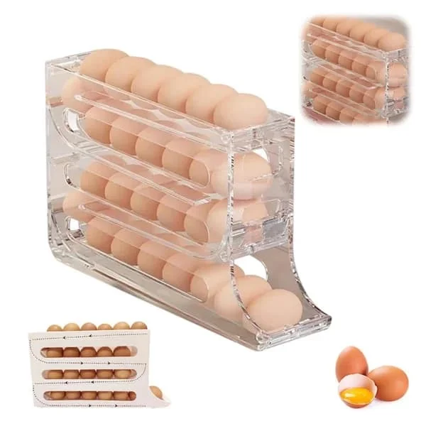 1:a Äggbehållaren för Kylskåp, Äggdispenser Automatisk Rullande Äggbricka Förvaring 30 Ägg Transparent Transparent YG516-14779-1 1:a Äggbehållaren för Kylskåp, Äggdispenser Automatisk Rullande Äggbricka Förvaring 30 Ägg Transparent Transparent YG516-14779-1