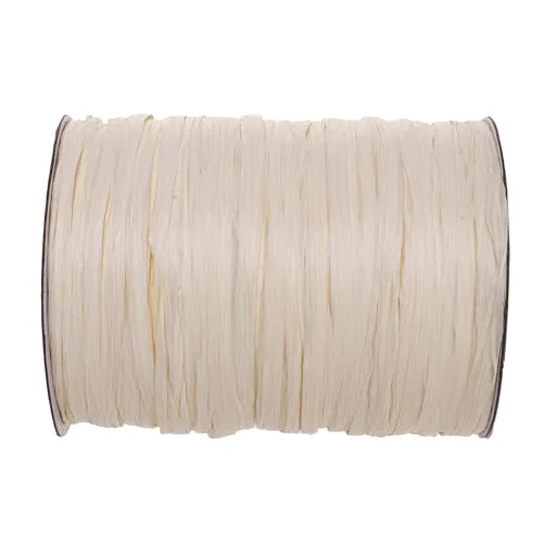 GLOREX 6 9400 611 Raffia ädelbast, 100 m matt bast på rulle, beige för pyssel, dekoration eller arrangemang, buketter och annat blomarbete 7610877602226