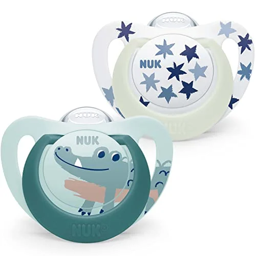 NUK Star babynapp 1836 månader Nappar för hela dygnet BPA fri silikon Grön krokodil 2 st. 4008600401971