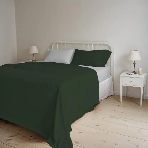Italian Bed Linen Natural color sängset, olivgrön/ljusgrå, dubbel 8058575142320