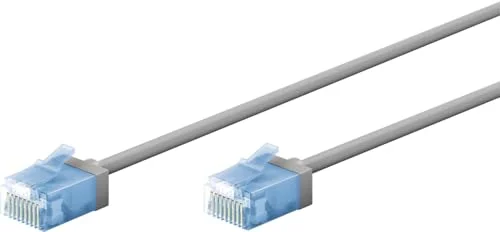 goobay 74226 CAT 6A patchkabel slim/ultraflexibel RJ45 nätverkskabel U/UTP CU/tunn Ethernet kabel med korta kontakter/10 Gbit/s LSZH, kinkskydd/grå 7,5 m 4040849742262
