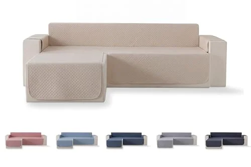 Todocama Sofföverdrag, sits, sofföverdrag i romben, andas, lätt att rengöra, (beige sand, vänster schäslong 240 cm) 8435439016919