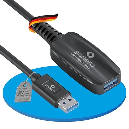 Sonero USB 3.2 Gen1 x 1 aktiv förlängning A/A svart 5,00 m 4251364729144