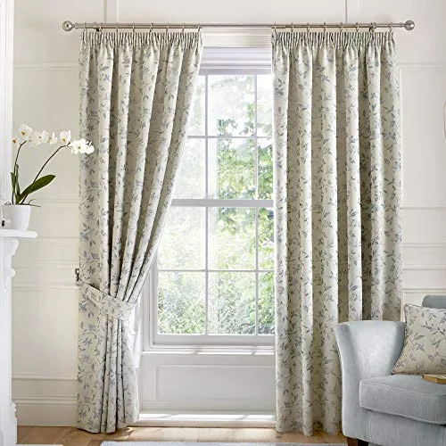 Gardina Fågeltrail Jacquard fodrade pennveckgardiner, ankägg, 117 x 183 cm (46 tum 72 tum) fall (117 cm) 5055161643264