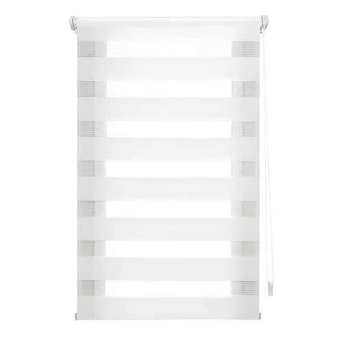 INTERBLIND rullgardin för natt och dag utan verktyg EasyFix storlek 40 x 150 cm bredd höjd borrstorlek tyg 37 145 vit 8434363572263