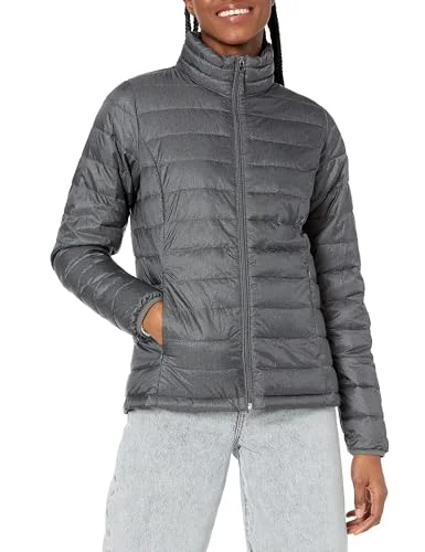 Amazon Essentials lättviktig långärmad vattentät packbar pufferjacka för kvinnor (finns i plusstorlek), kol ljung, X Large 191770675007