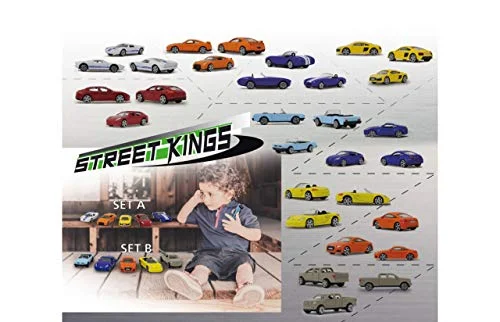 Jamara 460351 Street Kings 1:64 Diecast Set A 12 stycken officiellt licensierade bilar/fordon, detaljrik design, fina färger, metallchassi, för spel, byte och samling 4042774445935