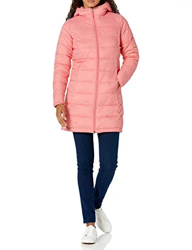 Amazon Essentials lättviktig vattentålig pufferjacka med huva (finns i plusstorlek), rosa, XX Large 195111124322