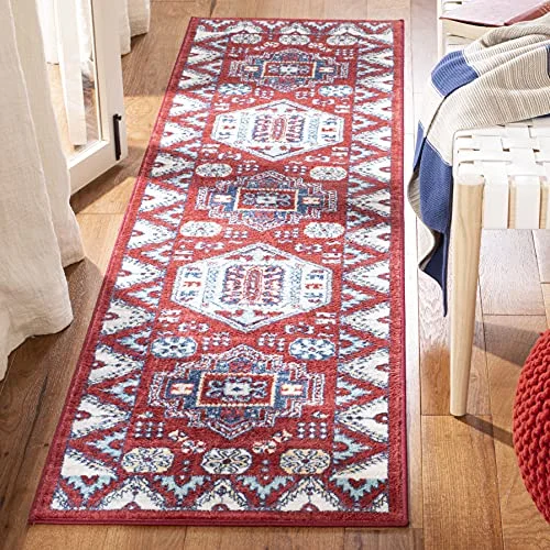 Safavieh Kathryn kant område matta, vävd polypropylen löpare matta i röd/blå, 62 x 240 cm 889048676558