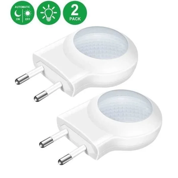 0,7W Mini LED Nattlampor med Ljussensorplugg, Automatisk Sensor, för Barn- och Babyrum, Vit, 2 st LBQ23 MODC-64055 0,7W Mini LED Nattlampor med Ljussensorplugg, Automatisk Sensor, för Barn- och Babyrum, Vit, 2 st LBQ23 MODC-64055