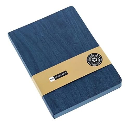 Miquelrius Återvunnen A6 anteckningsbok Vanligt 96 ark Limning Flexibelt lock Träfinish Blå 8422593081860