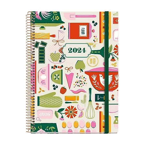 Miquelrius Årlig agenda 2024, Veckovisning, Plus storlek 155 x 213 mm (liknande A5), Hårt lock, Spiralbindning, Gummiförslutning, Katalanska, Engelska och portugisiska, Sweet Home 8422593344415
