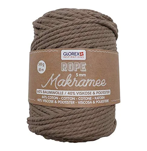 Glorex 5 1007 13 rep makrame, tvinnad ljusbrun, 85 m 7610877576268