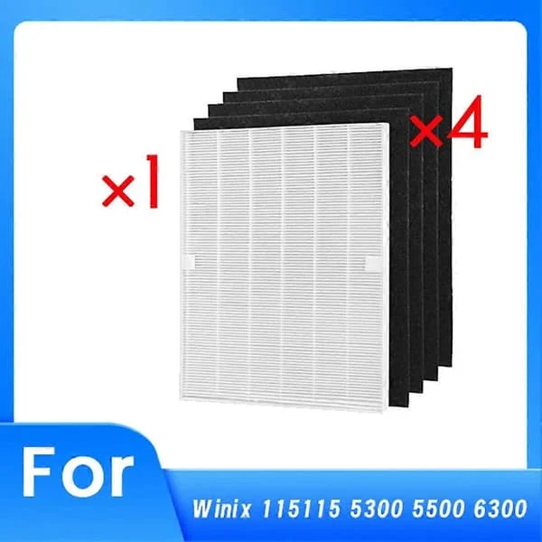 1 HEPA-filter och 4 aktiva kol-förfilter för Winix 115115 5300 5500 6300 Luftrenare Enhanc MILA-24160424 1 HEPA-filter och 4 aktiva kol-förfilter för Winix 115115 5300 5500 6300 Luftrenare Enhanc MILA-24160424