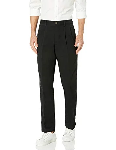 Amazon Essentials herr klassisk passform skrynkelfri veckad chinos byxa för män (finns i stor och hög), svart, 40 B x 38 L 191770160626