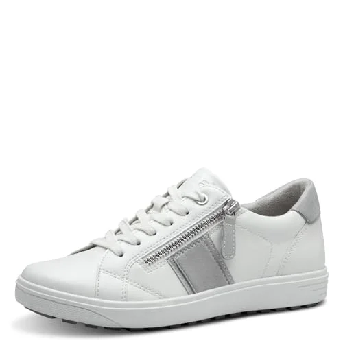 Jana Damsneakers, platta för snörning med dragkedja, Vit grå, 37 EU 4064225181025