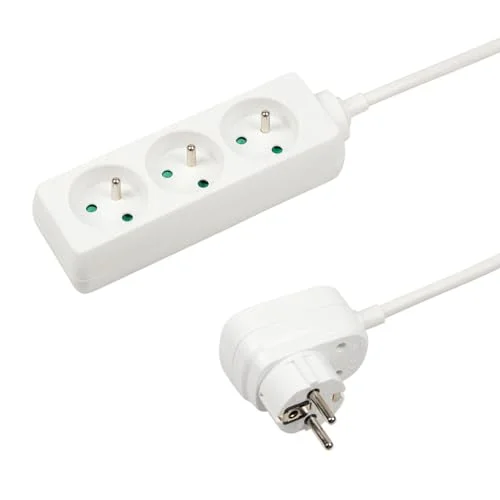 ITENSE grenuttag, grenuttag med 3 uttag 16 A kabellängd: 1 m demonterad strömbrytare HO5VV F 3G1 mm² kabel färg: vit spänning: 230 V maximal effekt: 680 W 3219516478662