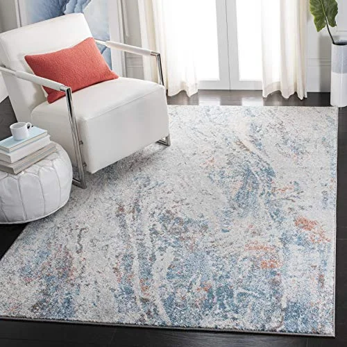 Safavieh Boho Chic inomhusvävd rektangulär matta, Tulum kollektion, TUL210, i elfenben/blå, 91 x 152 cm för vardagsrum, sovrum eller valfritt inomhusutrymme 683726101338