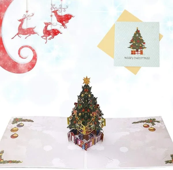1 st 3D Julgranskort Julhälsningskort FR0001712tss 1 st 3D Julgranskort Julhälsningskort FR0001712tss