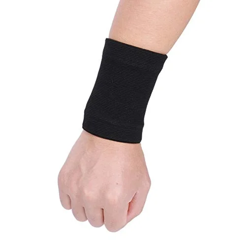 1 Par Träningsarmband, Polyesterfiber Svart Sport Utomhus Elastisk Stickning Flexibel Manschett Smärtlindring Handledsskydd Stöd 9032647503089