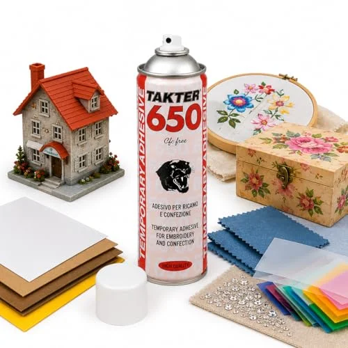 AVTAGBART TEMPORANET SPRAY COLLA 500 ml Osynligt lim för tyger, papper, Decoupage, sydd provisorisk fastsättning utan rester perfekt DIY, hobby och proffs Georgetti strass 8068057295789