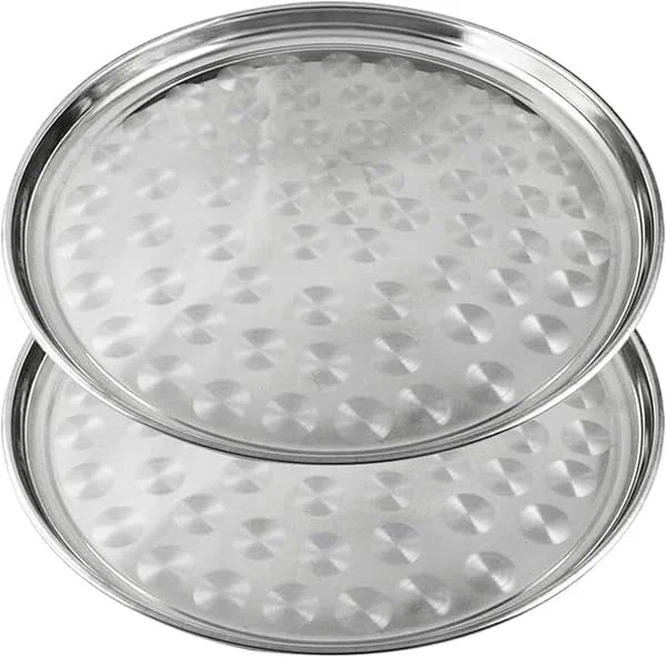 (02 stycken – 33cm)2x professionell serveringsbricka i rostfritt stål, Ø 33 cm – stålbricka för restauranger och barer DW36780 (02 stycken – 33cm)2x professionell serveringsbricka i rostfritt stål, Ø 33 cm – stålbricka för restauranger och barer DW36780
