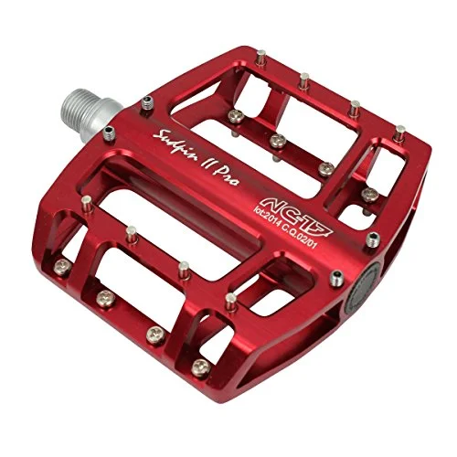 NC 17 Sudpin II Pro aluminiumplattformspedaler cykelpedaler MTB/mountainbike/BMX pedal två kullager + Cr Mo axel/inkluderar Zpins, Pro, röd 4250149470370