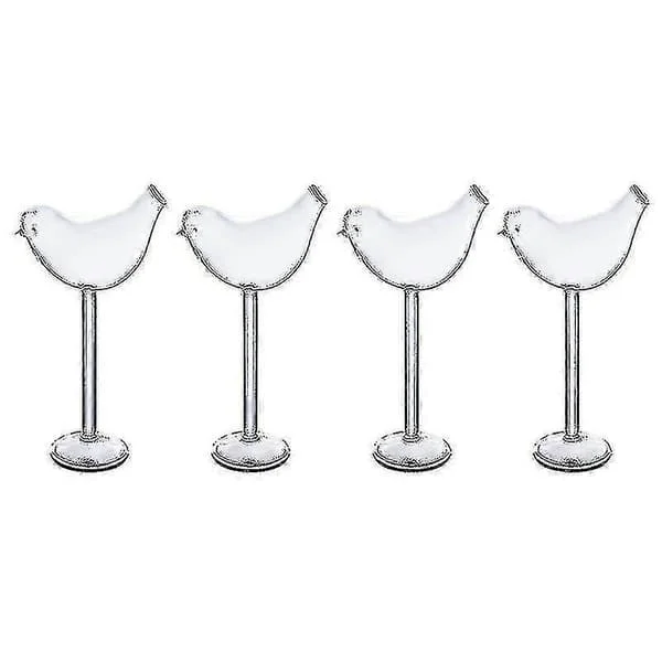 1 Set 4 st Fågelform Cocktailglas Glas Vinglas Bägare (transparent) (FMY) vg-04116190