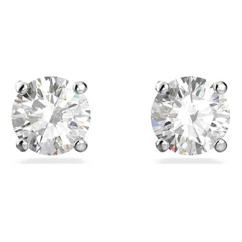Swarovski Attract örhängen, runda skurna, Medium, Vita, Rhodiumpläterade 9009655099378