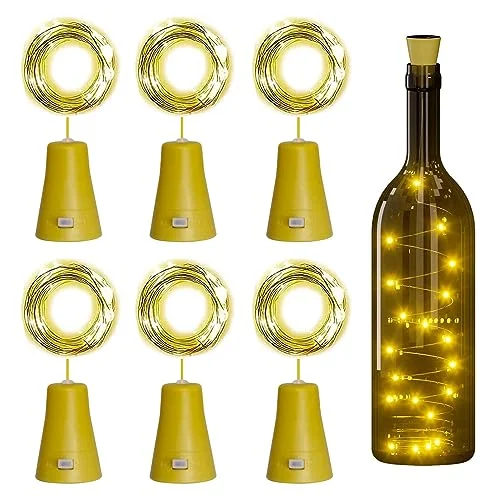 6 stycken Solar Flaskor, 2 m 20 LED Varm Vit Lights Lampor Koppartråd Ljus Kedja Inomhus Utomhus Dekoration För Fest Bröllop DIY Present 663992881530