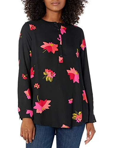 Amazon Essentials långärmad vävd blus, svart/rosa, blommig, S 194223975204