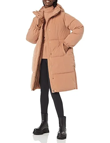 Amazon Essentials överdimensionerad lång pufferjacka för kvinnor (finns i plusstorlek), ljusbrun, medium 196433808679