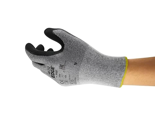 Ansell Edge 48-702 Resistenta arbetshandskar avstängda, industriellt skydd med flera användningsområden, DIY, mekanik, trädgårdsskötsel, säkerhetshandske, svart (12 par) 76490438814
