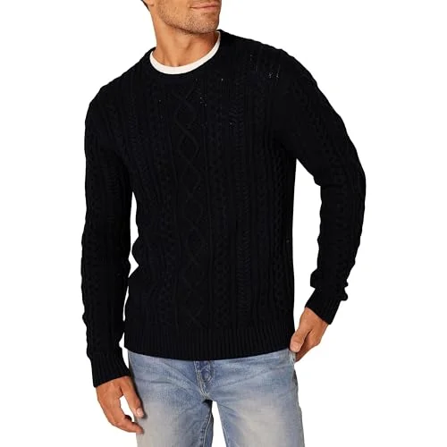 Amazon Essentials Herr långärmad 100% bomull fiskare kabel rund hals tröja, svart, medium 195111093741