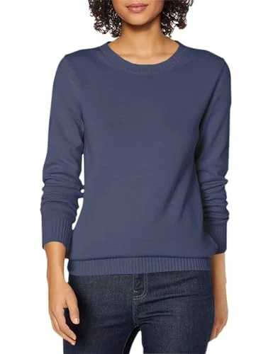 Amazon Essentials dam 100% bomull rund hals tröja (finns i plusstorlek), marinblå, X Small 194223406470