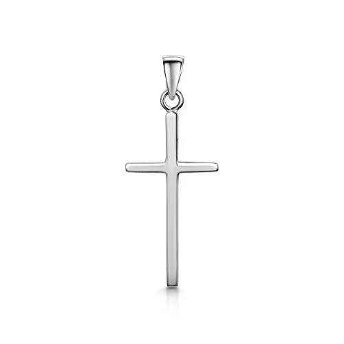 Amberta Unisex 925 Sterling Silver Kors Hänge: Tunt Religiöst 5055806917125