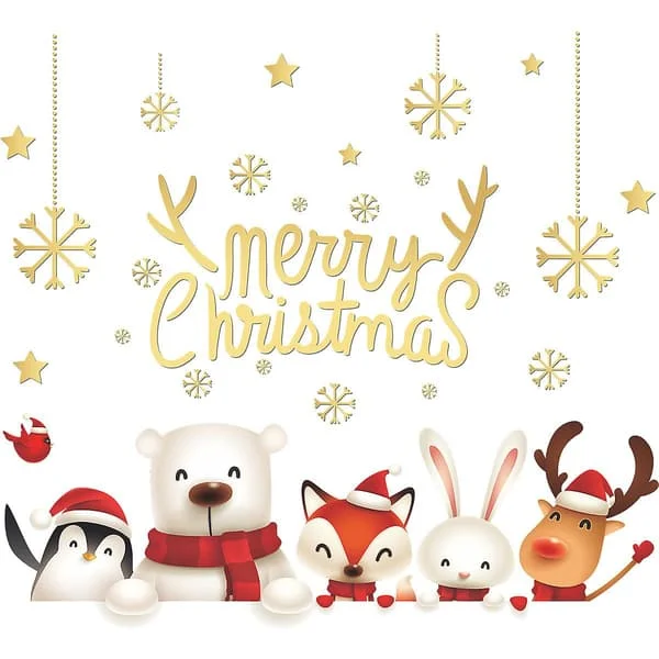1 set julväggdekal snöflinga väggfönster klistermärke dekoration, god jul snögubbe björn ren pingvin räv BAPQ-72229 1 set julväggdekal snöflinga väggfönster klistermärke dekoration, god jul snögubbe björn ren pingvin räv BAPQ-72229