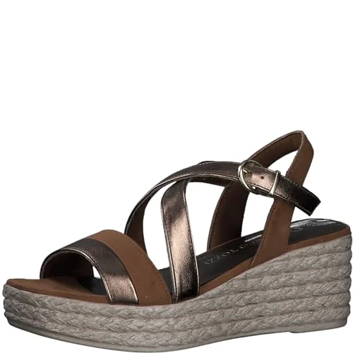 MARCO TOZZI Modern kil sandal för kvinnor, Bronce kam, 8.5 4064231625759