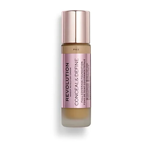 Revolution Conceal & Define Foundation, Långvarig Tätlig Flytande foundation med matt finish, vegan och grymhetsfri, 23 ml, F12.7 5057566089296
