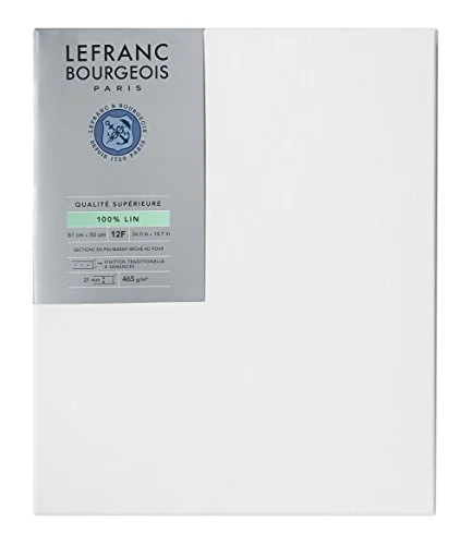 Lefranc Bourgeois 11192 kilram av 100% linne i premiumkvalitet, klar att användas, grundad med titandioxid Gesso, spikad på sidan massiv furu 12F 3013641111926