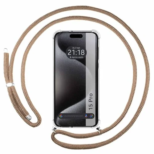 Transparent hängande fodral för iPhone 15 Pro (6.1) med Cordon Camel 8447079054596