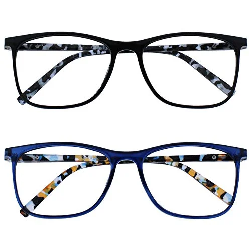 Opulize Unisex båge läsglasögon (7 pack), Svart/blå, 2,00 Dioptrien 5055955375012